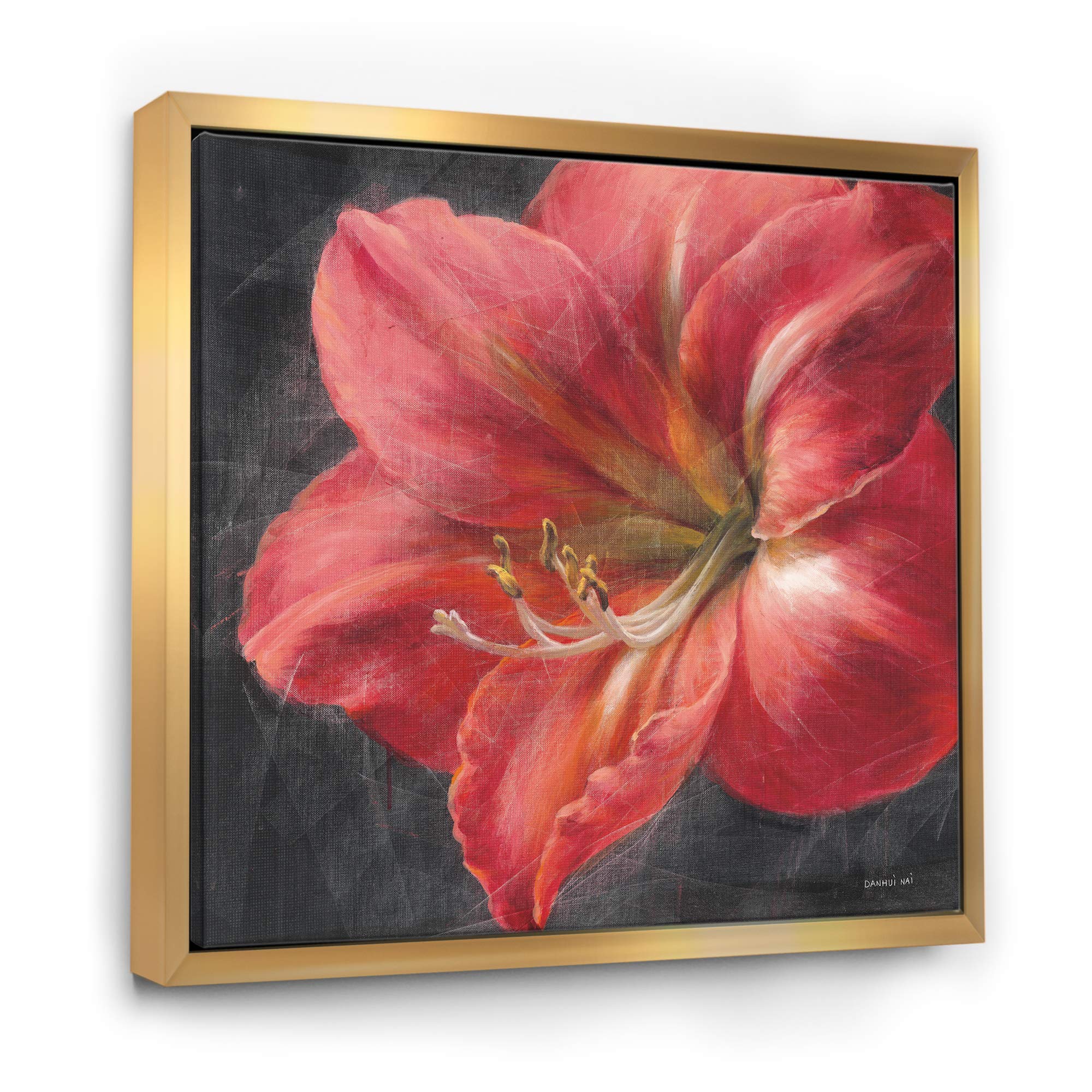 Designart FL30598-30-30-GD Vivid Lily III - Shabby Chic Framed